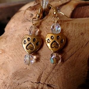 Gold pawprint earrings